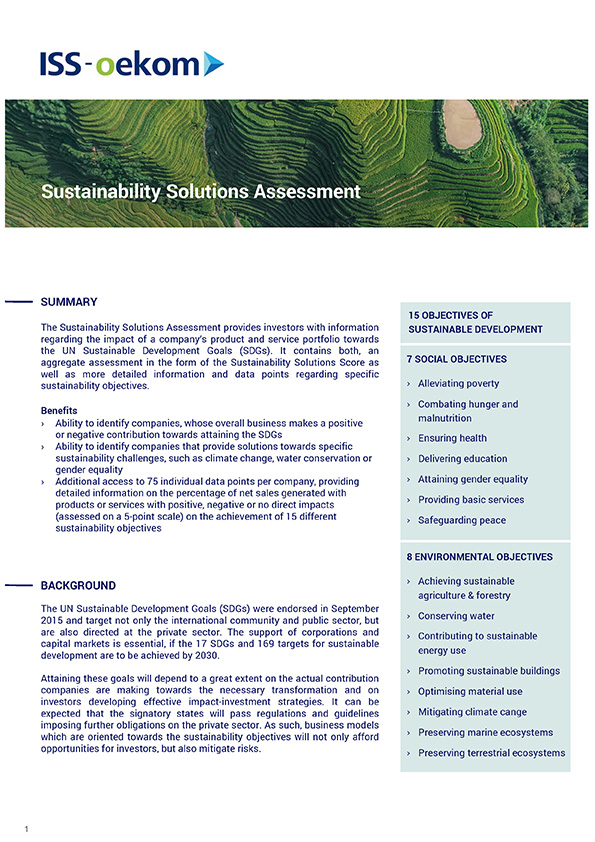ISS-oekom Sustainability Solutions Assessment