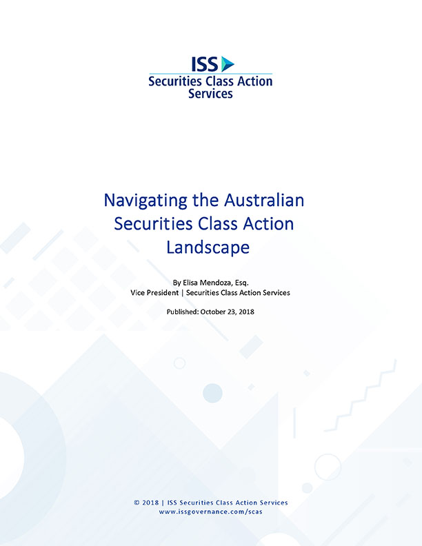 Navigating the Australian Securities Class Action Landscape Navigating the Australian Securities Class Action Landscape