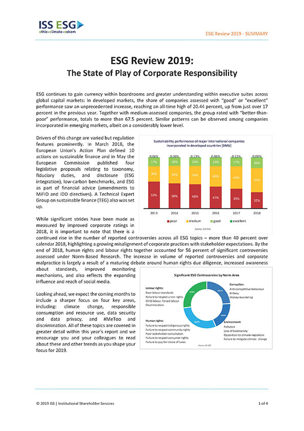 ESG Review 2019: The State of Play of Corporate Responsibility