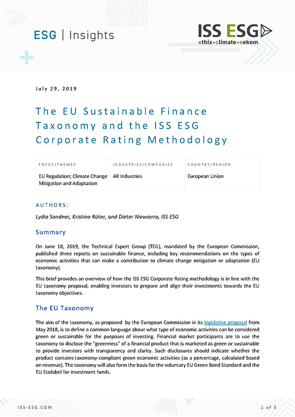 The EU Sustainable Finance Taxonomy