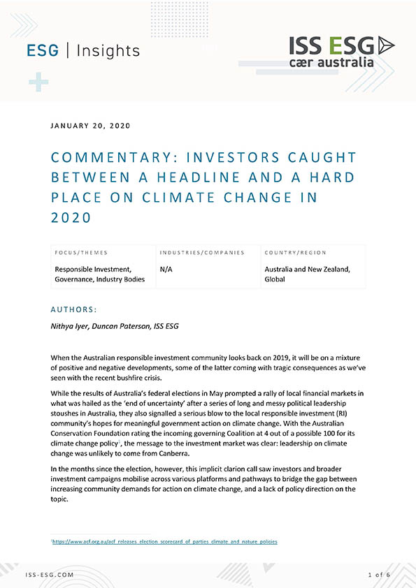 Investors Caught Between a Headline and a Hard Place on Climate Change in 2020