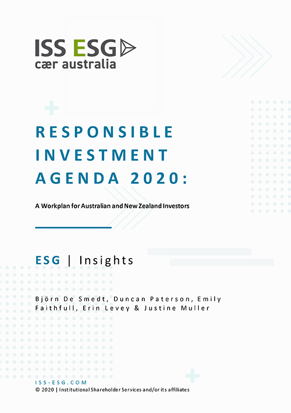 Responsible Investment Agenda 2020 Responsible Investment Agenda 2020