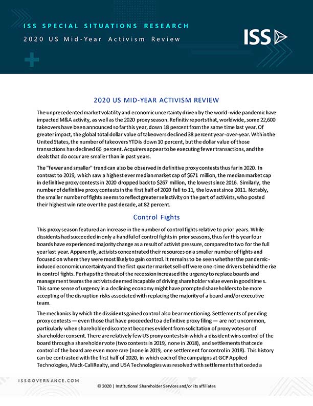 2020 US Mid-Year Activism Review 2020 US Mid-Year Activism Review