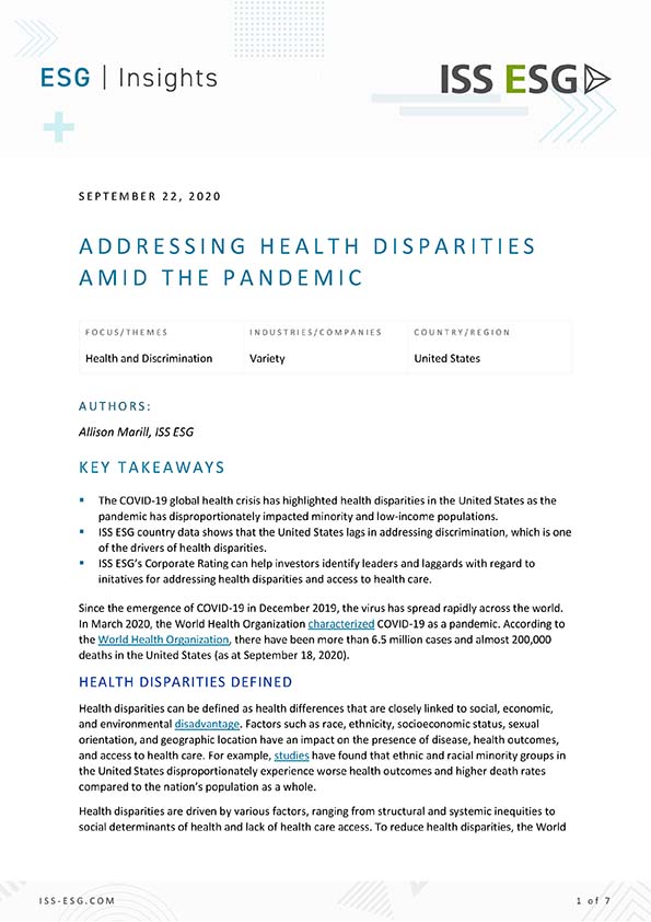 Addressing Health Disparities Amid the Pandemic