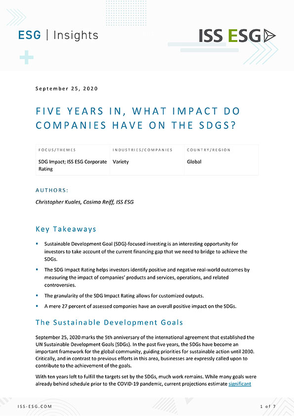 Five Years In, What Impact Do Companies Have on the SDGs?