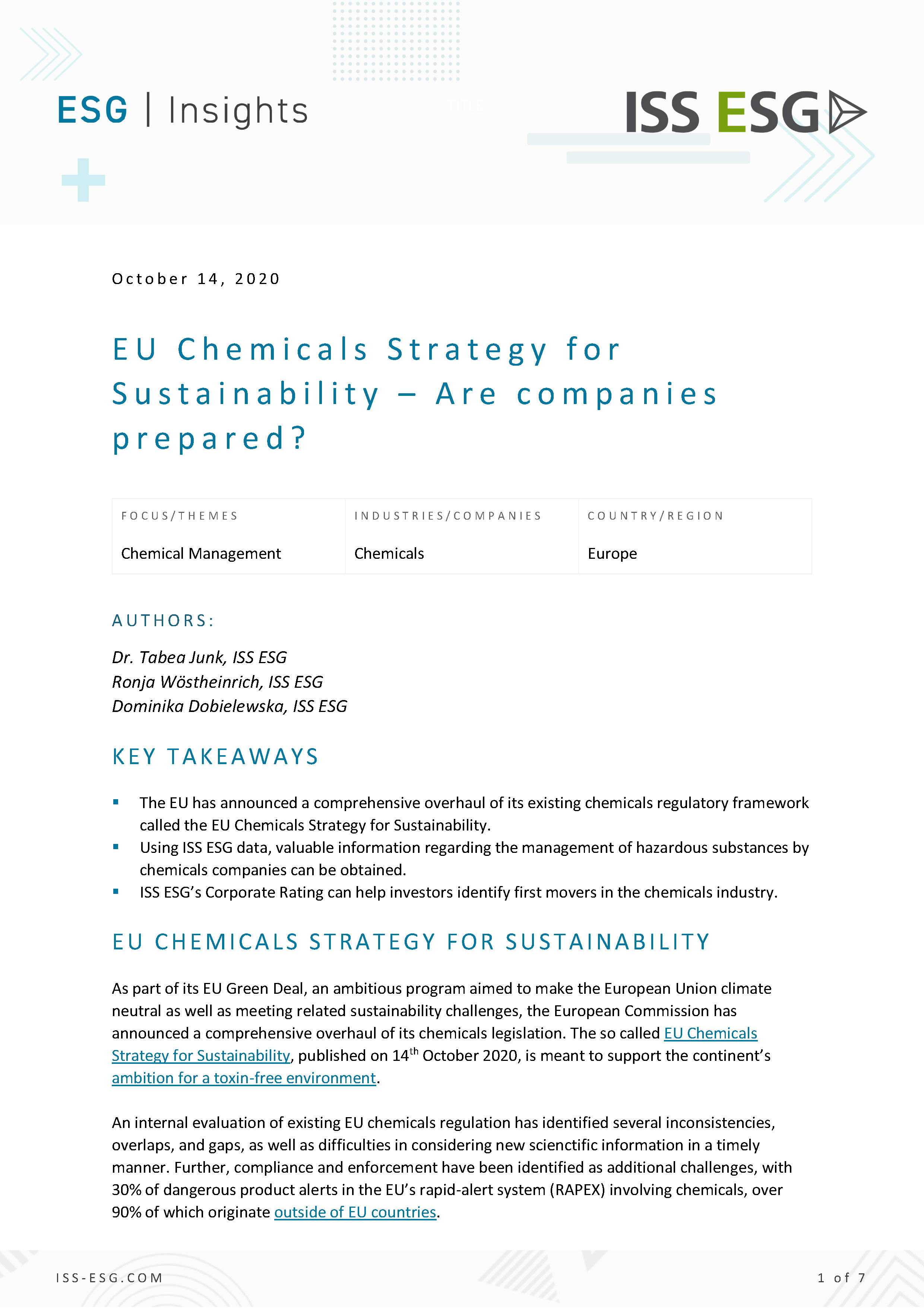 EU Chemicals Strategy for Sustainability – Are Companies Prepared? EU Chemicals Strategy for Sustainability – Are Companies Prepared?