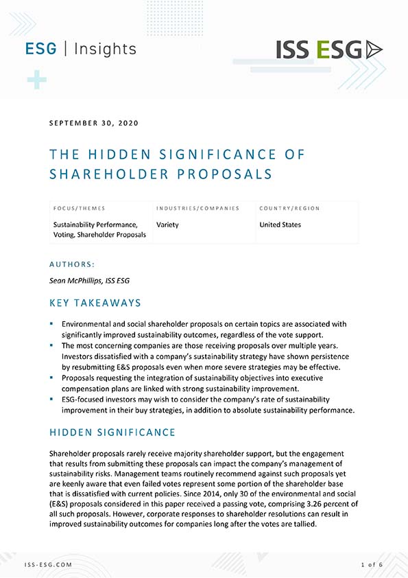 The Hidden Significance of Shareholder Proposals The Hidden Significance of Shareholder Proposals