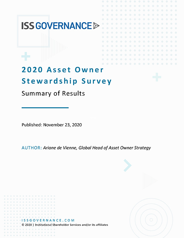 2020 Asset Owner Stewardship Survey 2020 Asset Owner Stewardship Survey