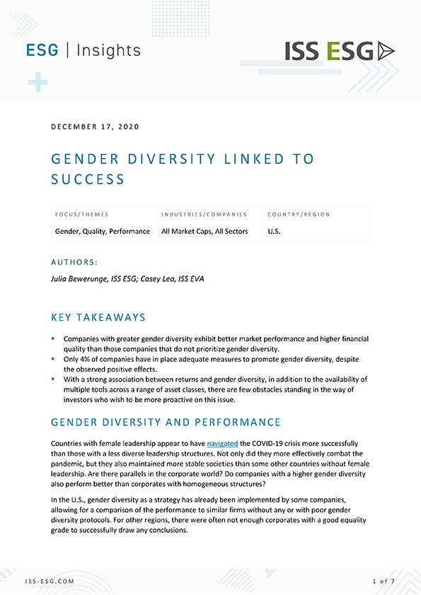 Gender Diversity Linked to Success Gender Diversity Linked to Success