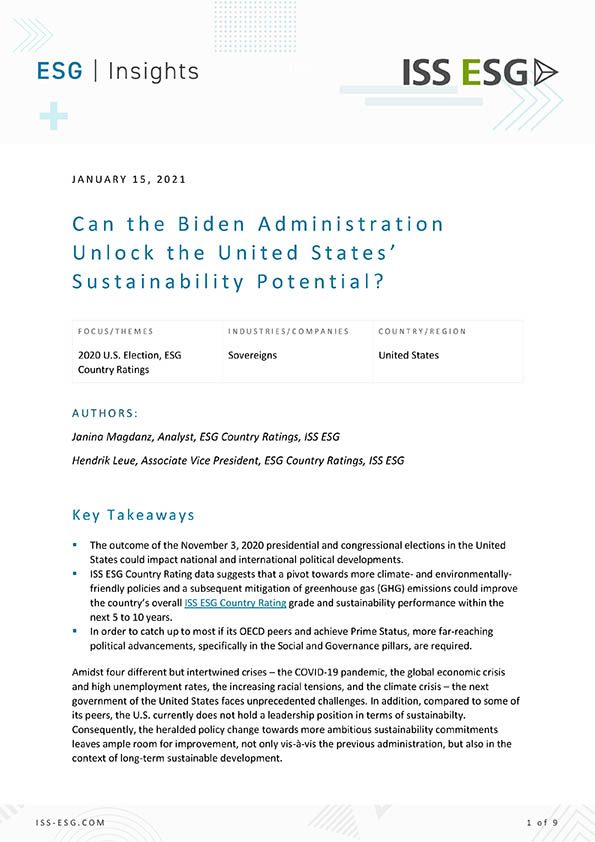 Can the Biden Administration Unlock the United States’ Sustainability Potential?