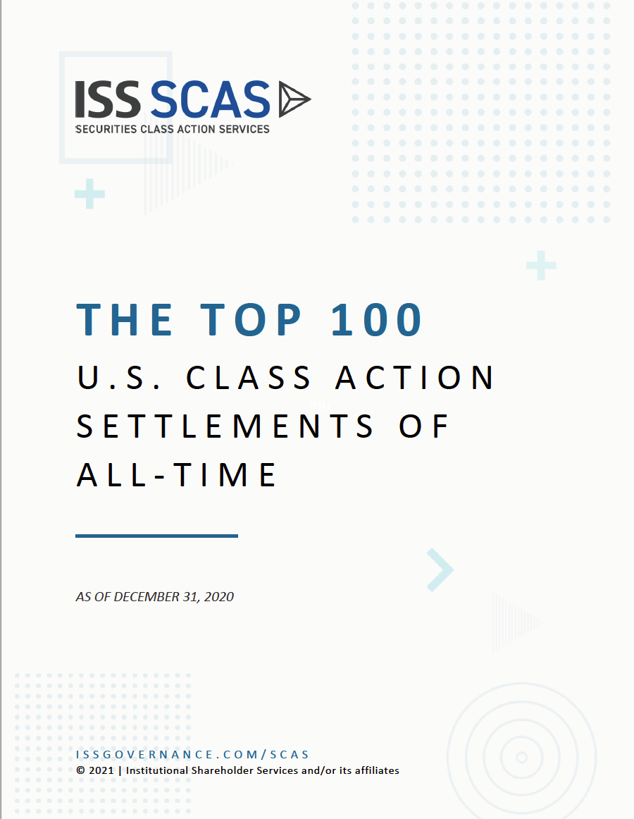 dyr høj kanal The Top 100 U.S. Class Action Settlements of All Time as of December 2020 |  ISS