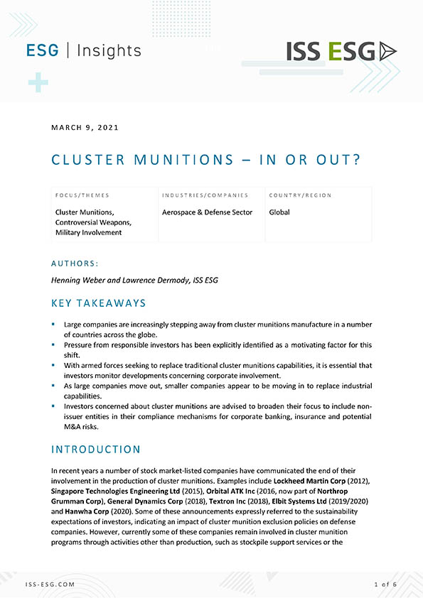 Cluster Munitions – In or Out? Cluster Munitions – In or Out?
