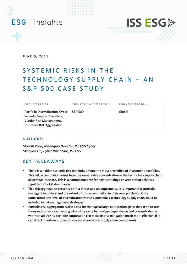 Systemic Risks In The Technology Supply Chain – An S&P 500 Case Study Systemic Risks In The Technology Supply Chain – An S&P 500 Case Study