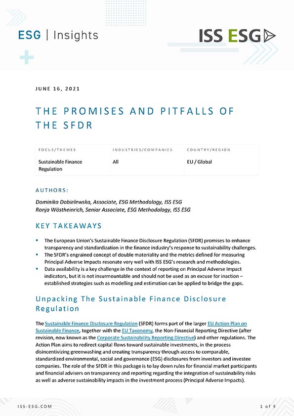 The Promises and Pitfalls of the SFDR The Promises and Pitfalls of the SFDR