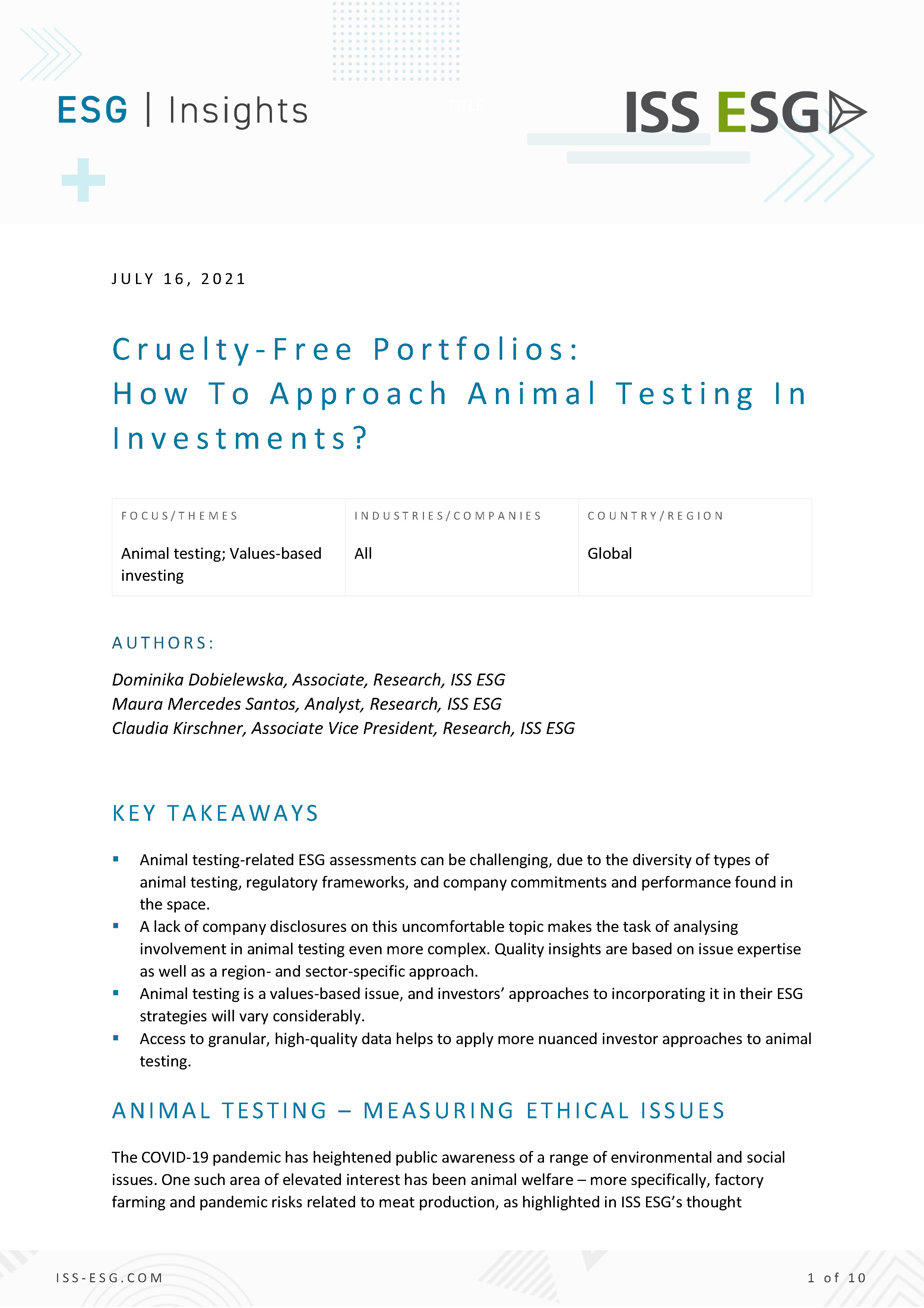 Cruelty-Free Portfolios: How To Approach Animal Testing In Investments? |  ISS