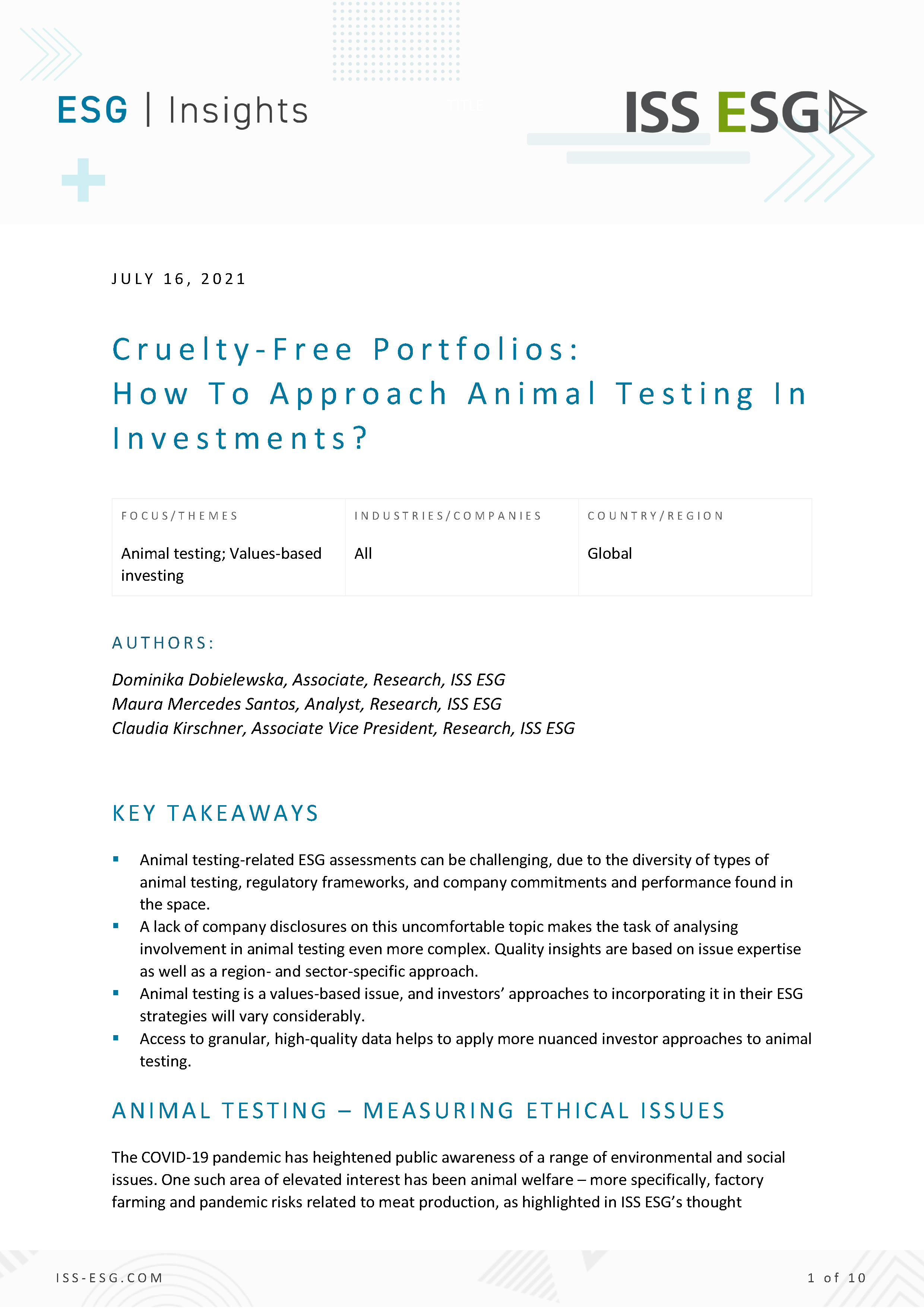 Cruelty-Free Portfolios: How To Approach Animal Testing In Investments? | ISS Cruelty-Free Portfolios: How To Approach Animal Testing In Investments? | ISS