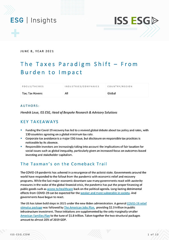The Taxes Paradigm Shift – From Burden to Impact The Taxes Paradigm Shift – From Burden to Impact