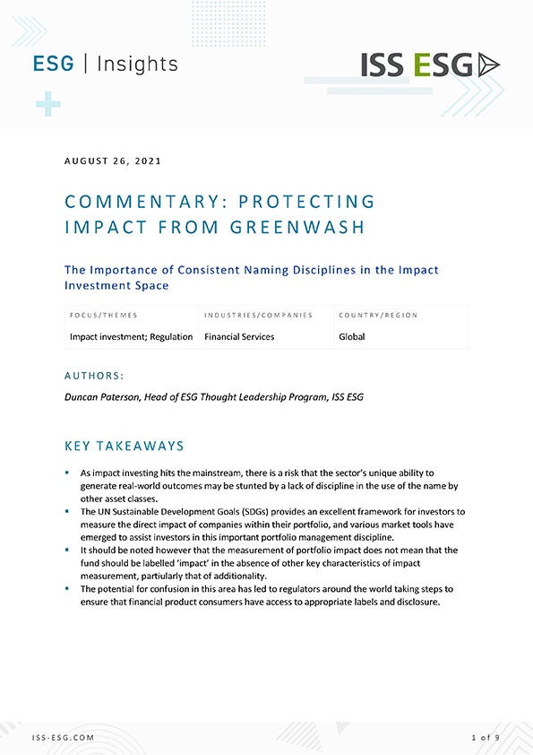 Commentary: Protecting Impact from Greenwash Commentary: Protecting Impact from Greenwash