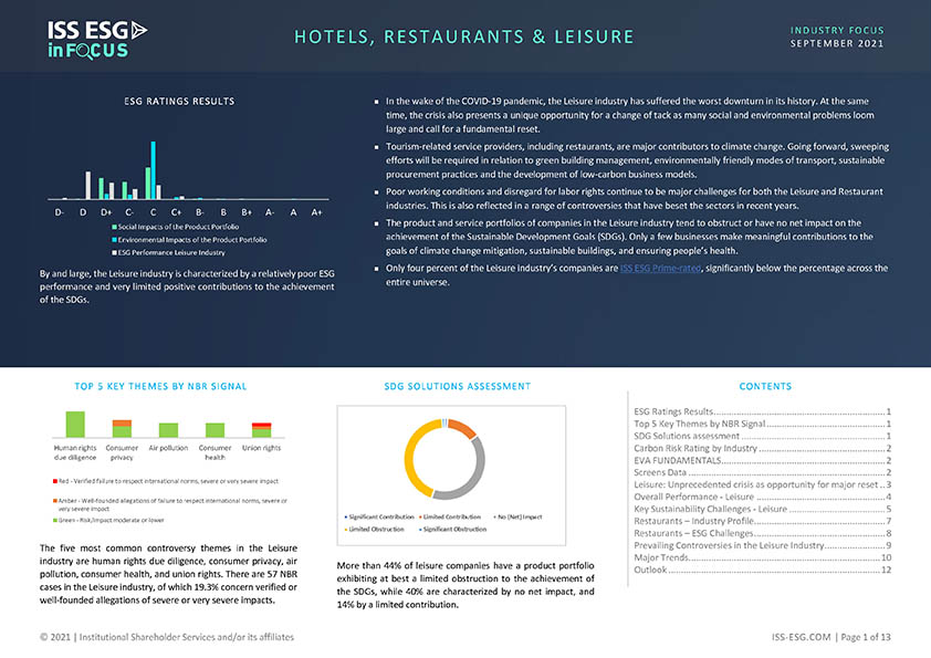 InFocus: Hotels, Restaurants & Leisure