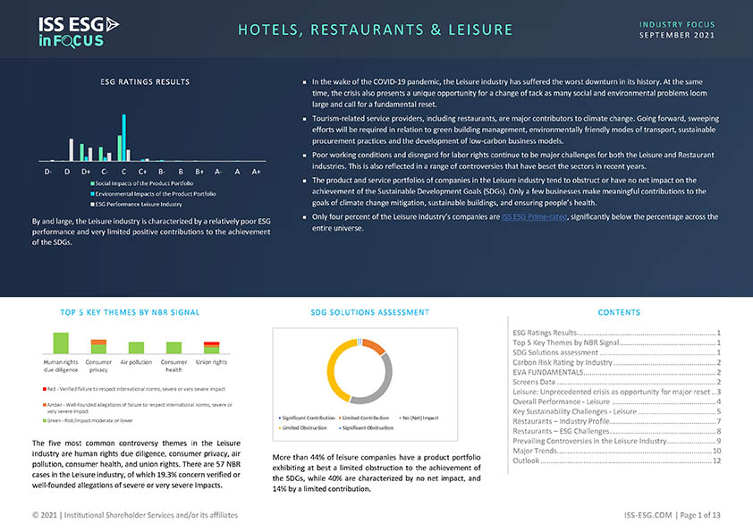 InFocus: Hotels, Restaurants & Leisure InFocus: Hotels, Restaurants & Leisure