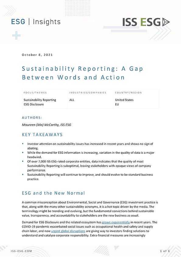 Sustainability Reporting: A Gap Between Words and Action