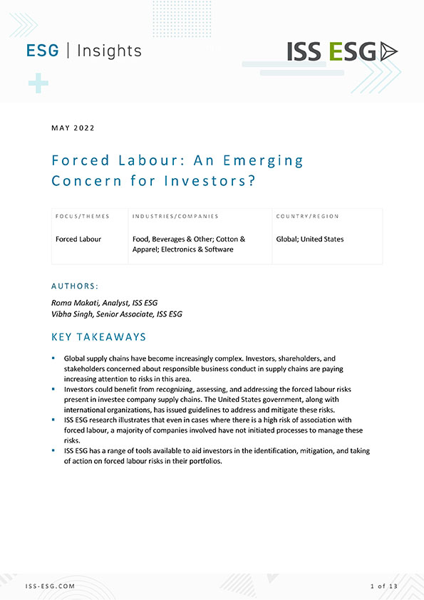 Forced Labour: An Emerging Concern for Investors?