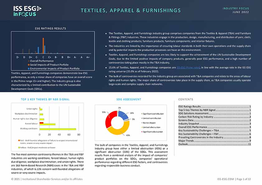 InFocus: Textiles, Apparel & Furnishings InFocus: Textiles, Apparel & Furnishings