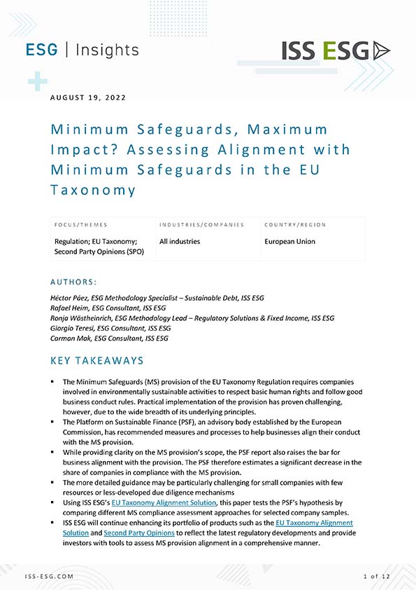 Minimum Safeguards, Maximum Impact? Assessing Alignment with Minimum Safeguards in the EU Taxonomy