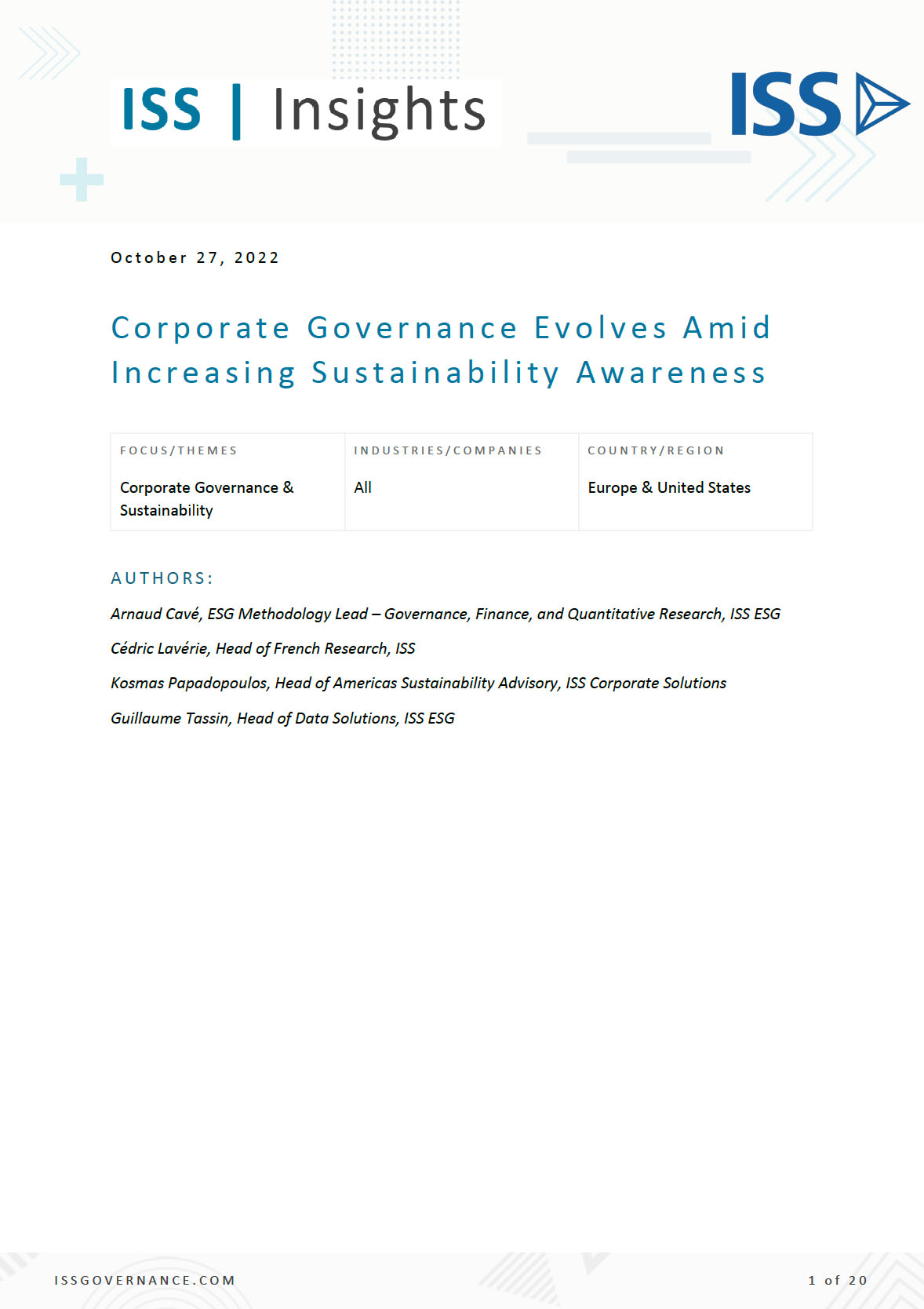 Corporate Governance Evolves Amid Increasing Sustainability Awareness