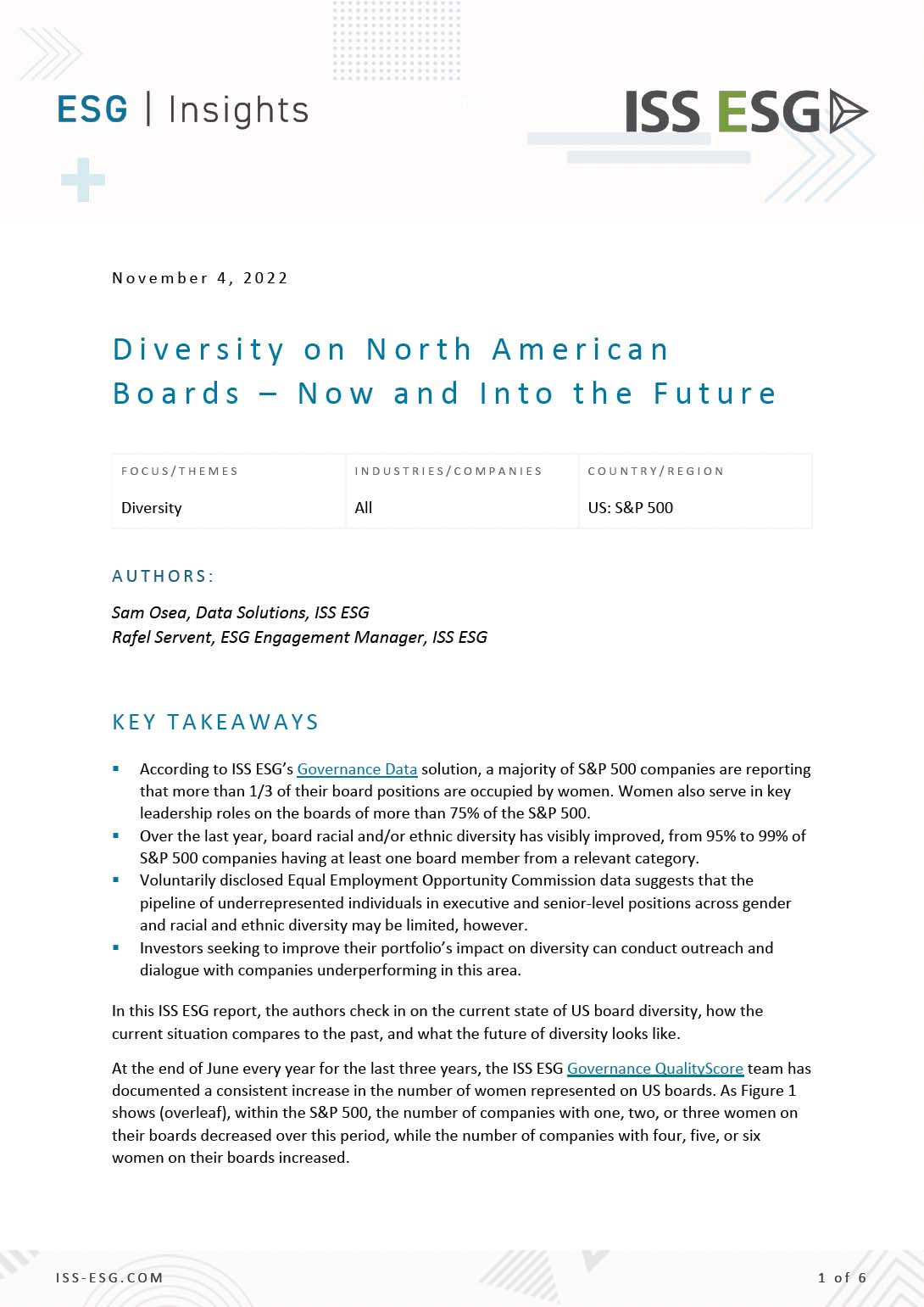 Diversity on North American Boards – Now and Into the Future