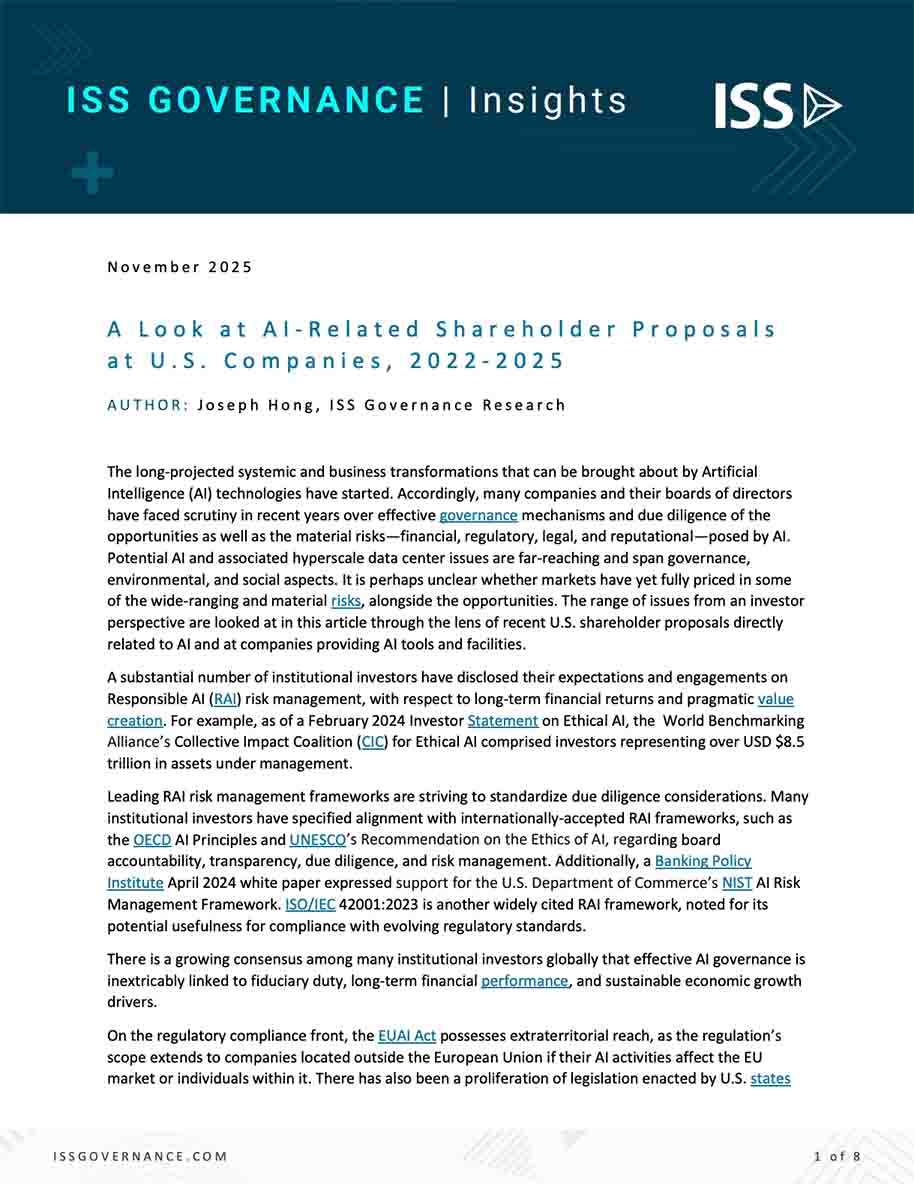 A Look at AI-Related Shareholder Proposals at U.S. Companies, 2022-2025 A Look at AI-Related Shareholder Proposals at U.S. Companies, 2022-2025